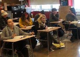 Students in AP courses, like the one pictured here will face a new decision this year:  to test or not to test.  How much will cost affect their decisions?