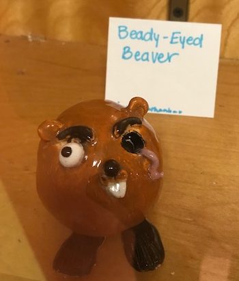 Mrs. Giless Ceramics class creates wild and creative creatures.  Beware, Beady-eyed Beaver is watching you!
