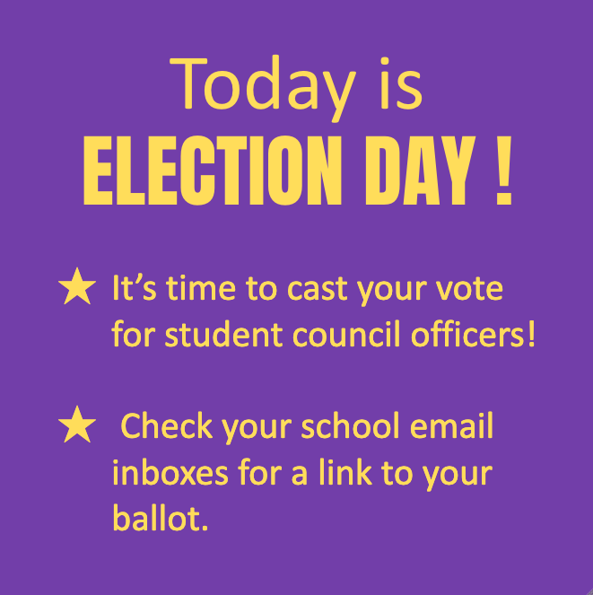 VOTE IN THE STUDENT COUNCIL ELECTION TODAY