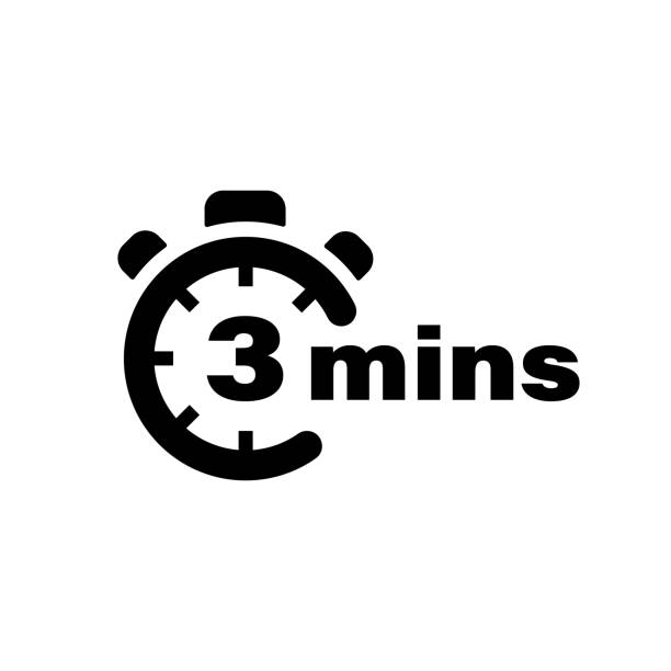 Three minute vector icon. Time left symbol isolated. Stopwatch black sign Vector EPS 10