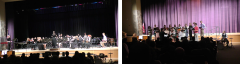 The Rhinebeck High School Spring Concert. The Rhinebeck High School Band (left) and the Rhinebeck High School Chorus (right).