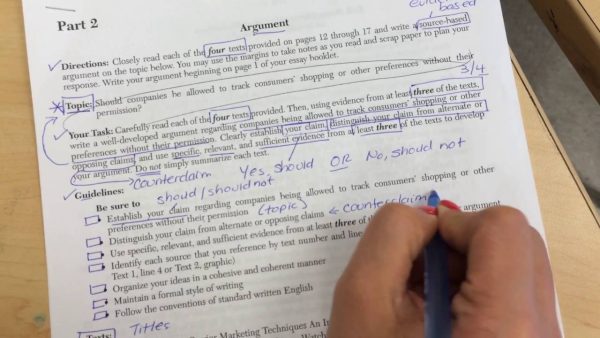 ELA regents includes an in-depth argumentative essay. Always a good idea to annotate!