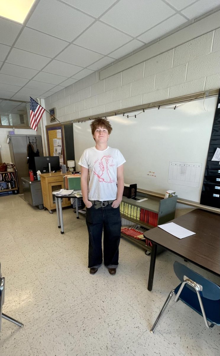 Calder Wright in a casual outfit to school.
