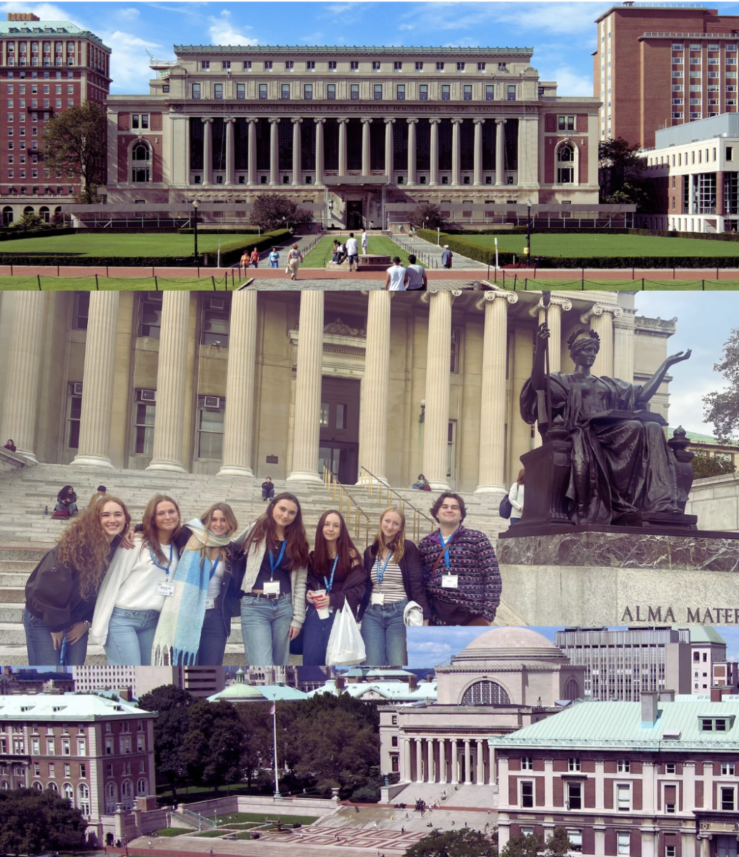 Campus scenes and seniors pose at Alma Mater.