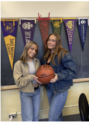 Varsity Basketball Captains Ella Romeo and Maci Eighmy